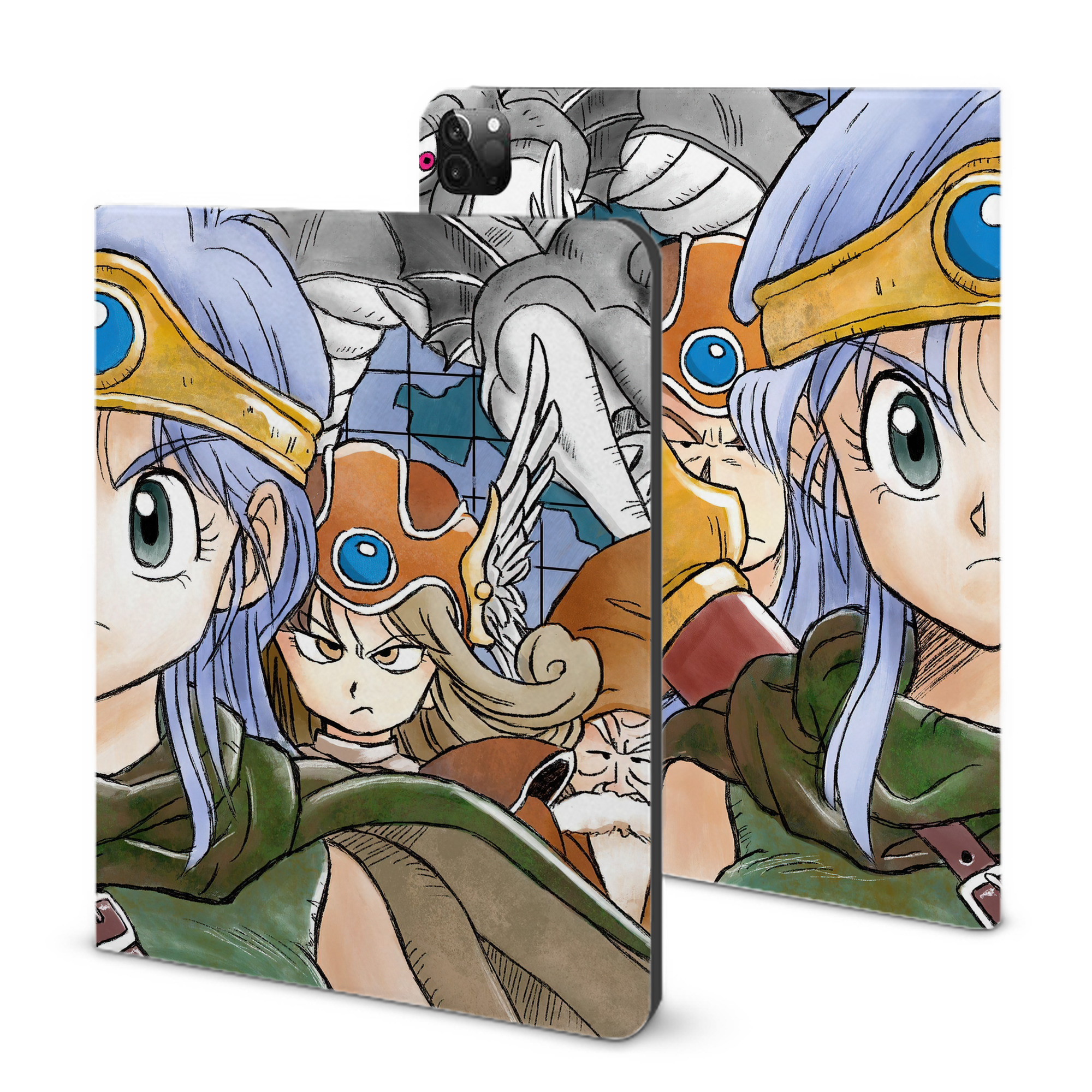 （画像用） ドラゴンクエスト Doragon Kuesuto Dragon Quest IPadケース ペンホルダー付き ブックスタイルデザイン